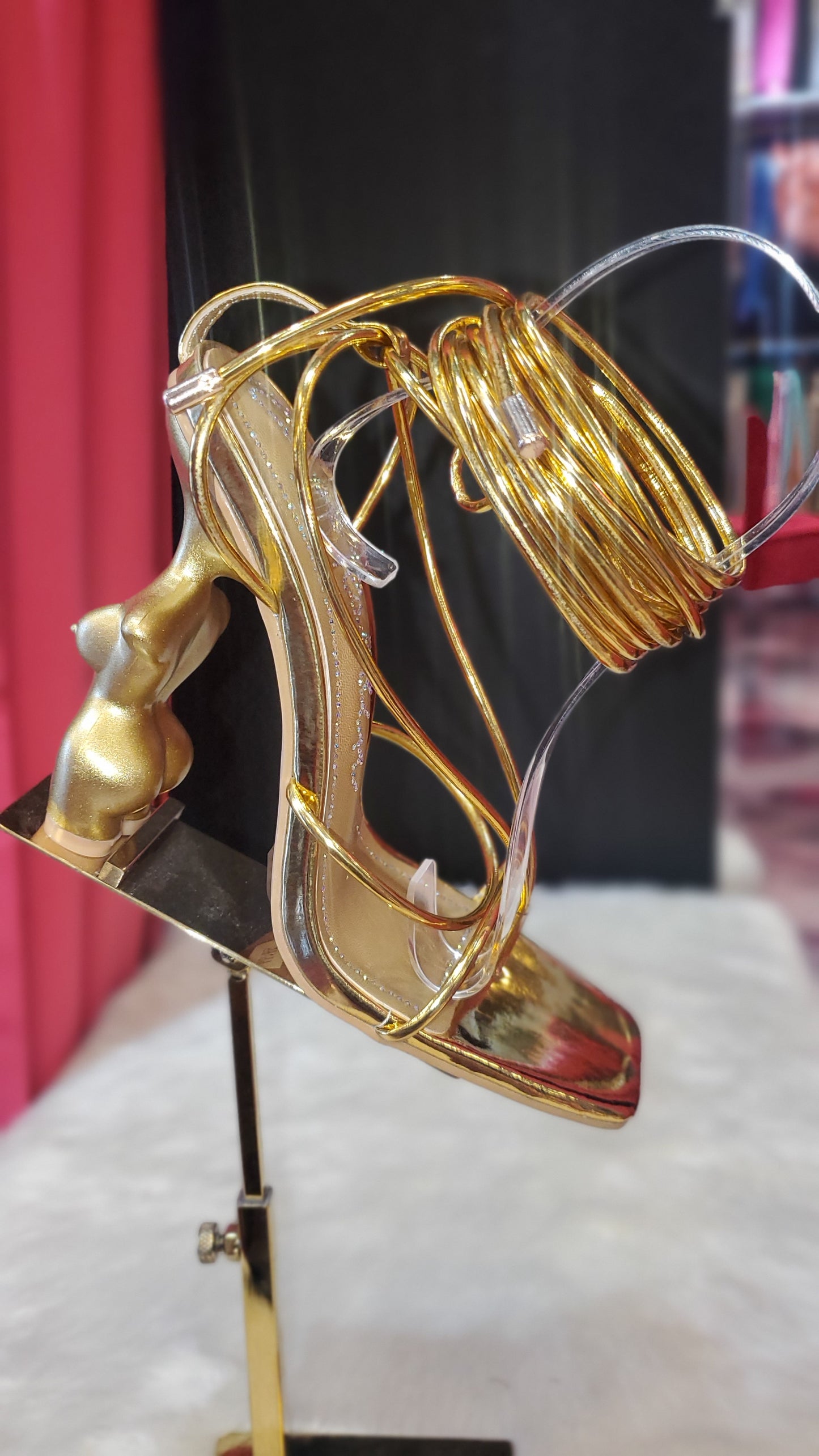 Gold laced fashion heels