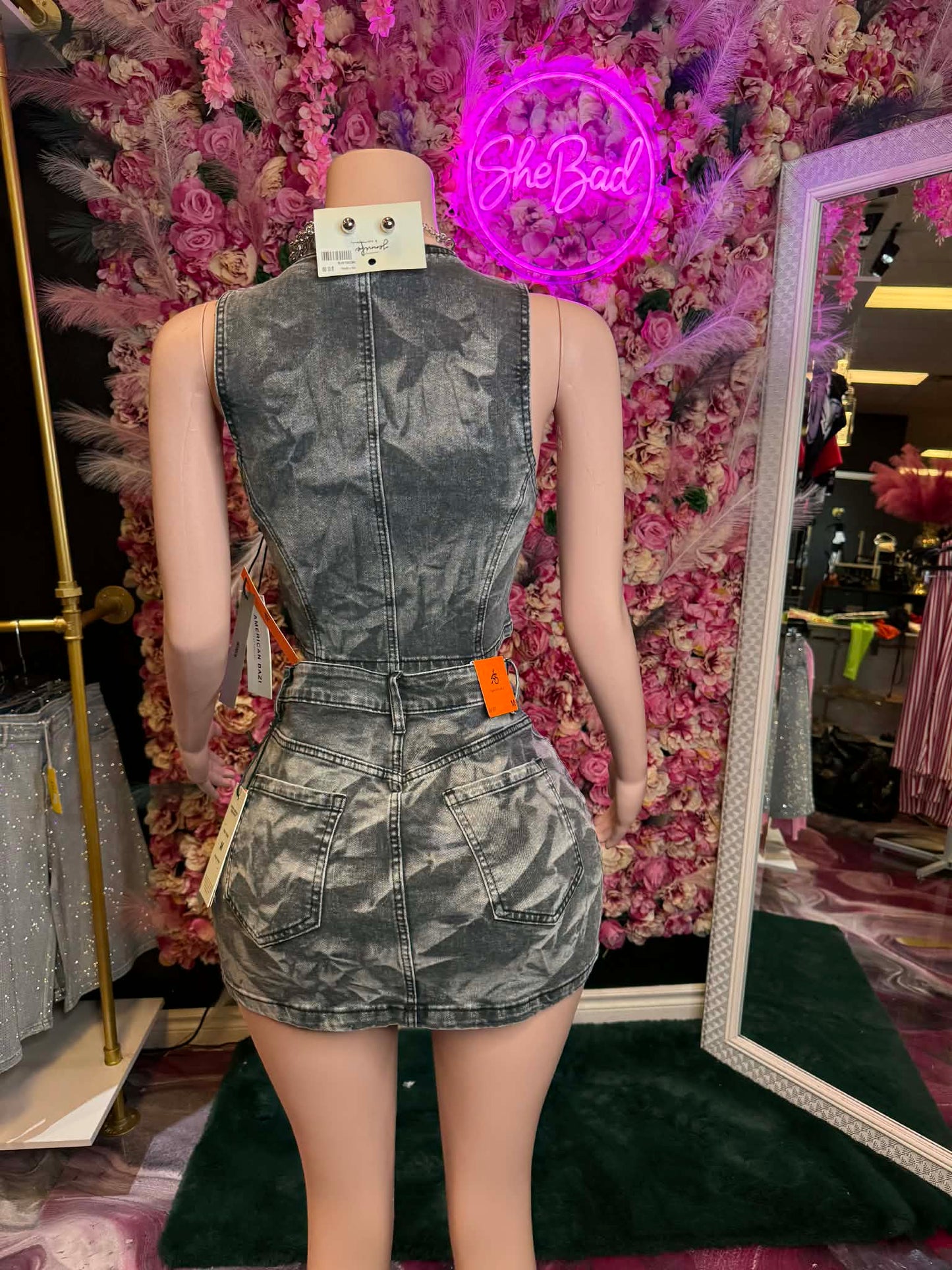 Midnight Muse Zip Denim Skirt Set