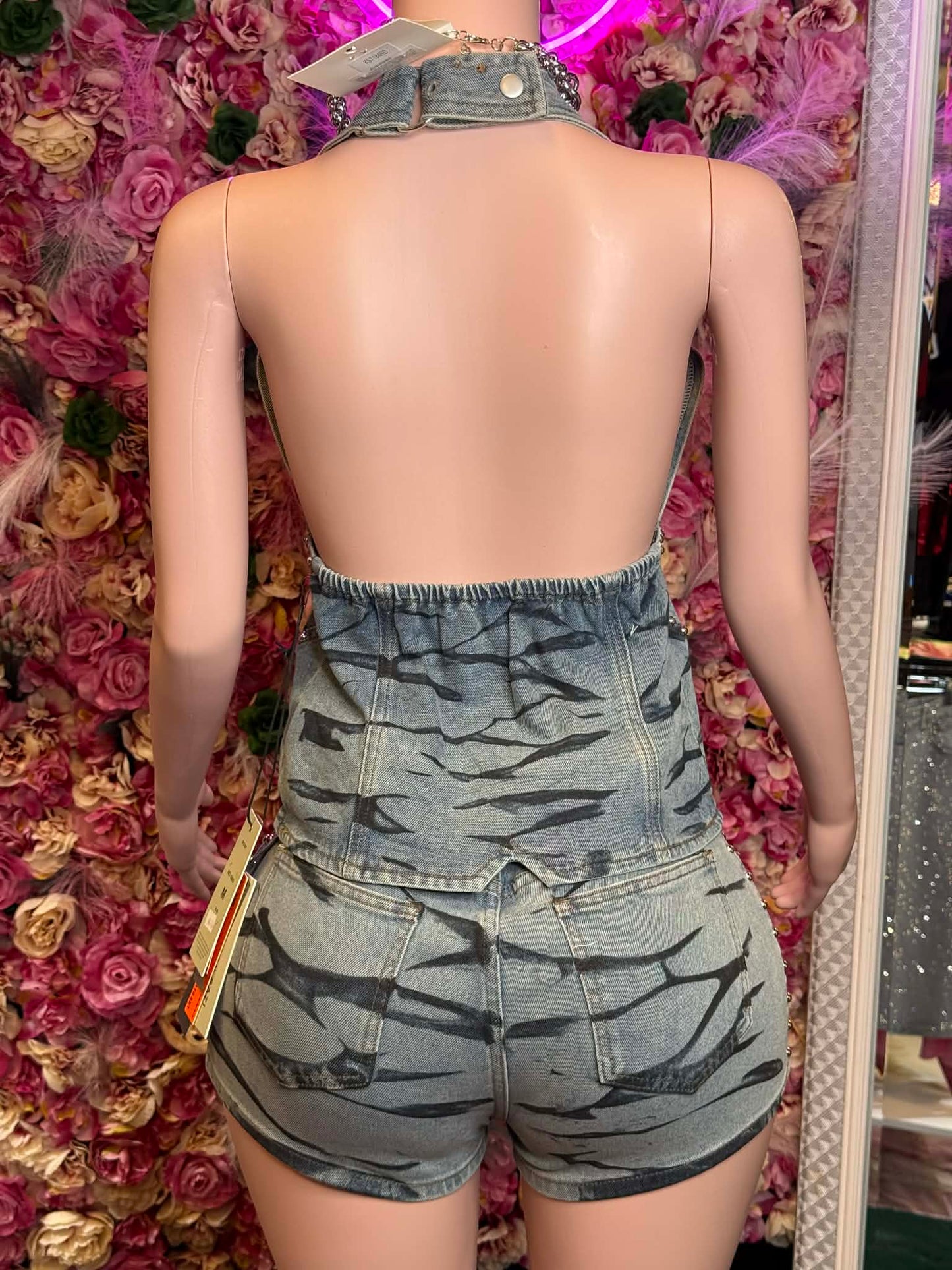 Curve Command Buckled Denim Romper