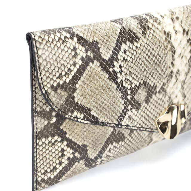 SheBad Snakeskin-Print Envelope clutch