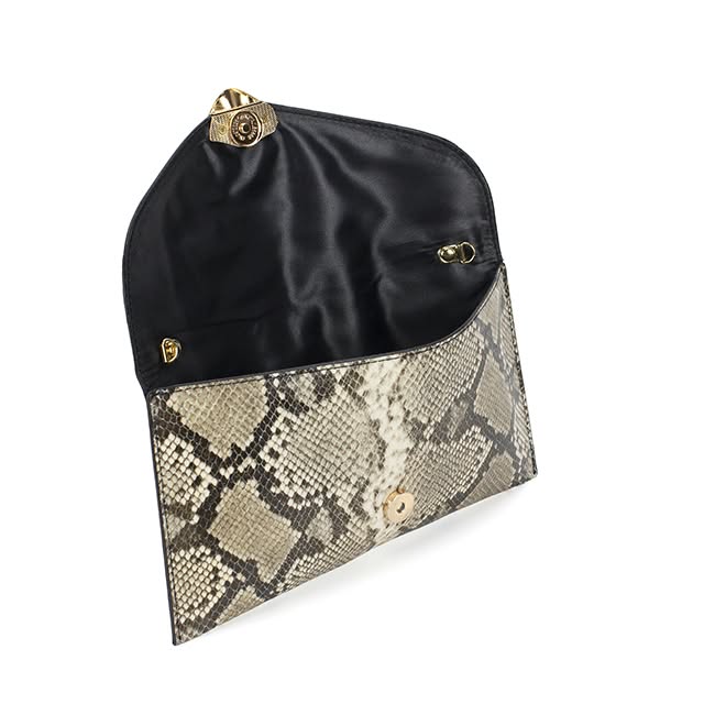 SheBad Snakeskin-Print Envelope clutch
