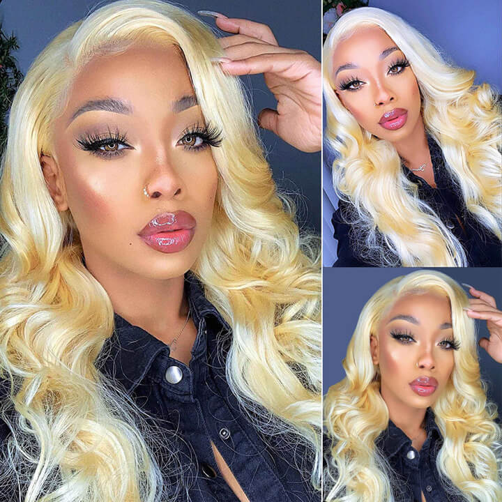 HD & Transparent  Body Wave Lace Frontal Human Hair Wig 180% density Pre-plucked Glueless 13x6 Lace Frontal Colored Wig Blonde and Black