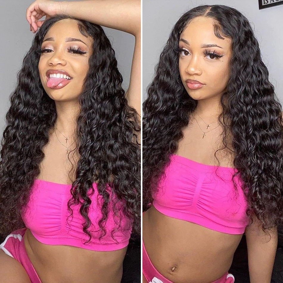 Water Wave Lace Front Wig 13x6 Lace Front Human Hair Wigs For Black Women 12-30 Inch HD & Transparent Wet And Wavy Loose Deep Wave Frontal Wig