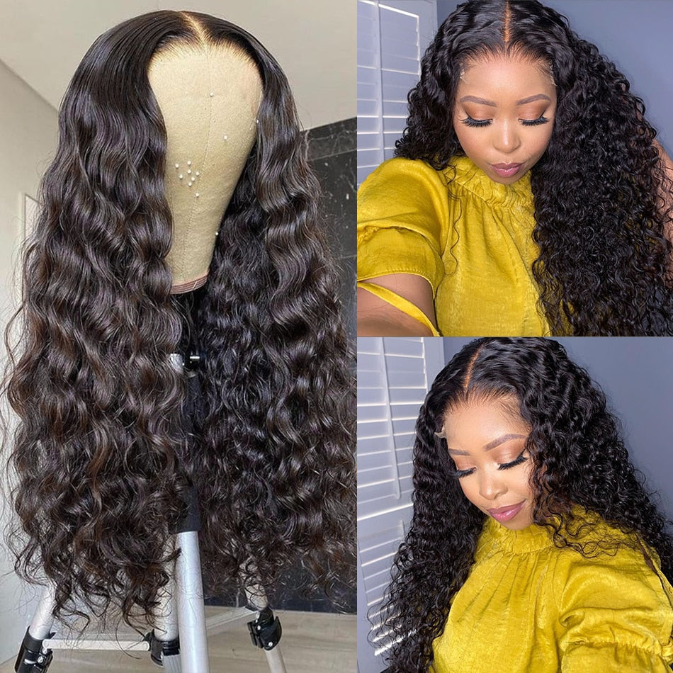 Water Wave Lace Front Wig 13x6 Lace Front Human Hair Wigs For Black Women 12-30 Inch HD & Transparent Wet And Wavy Loose Deep Wave Frontal Wig