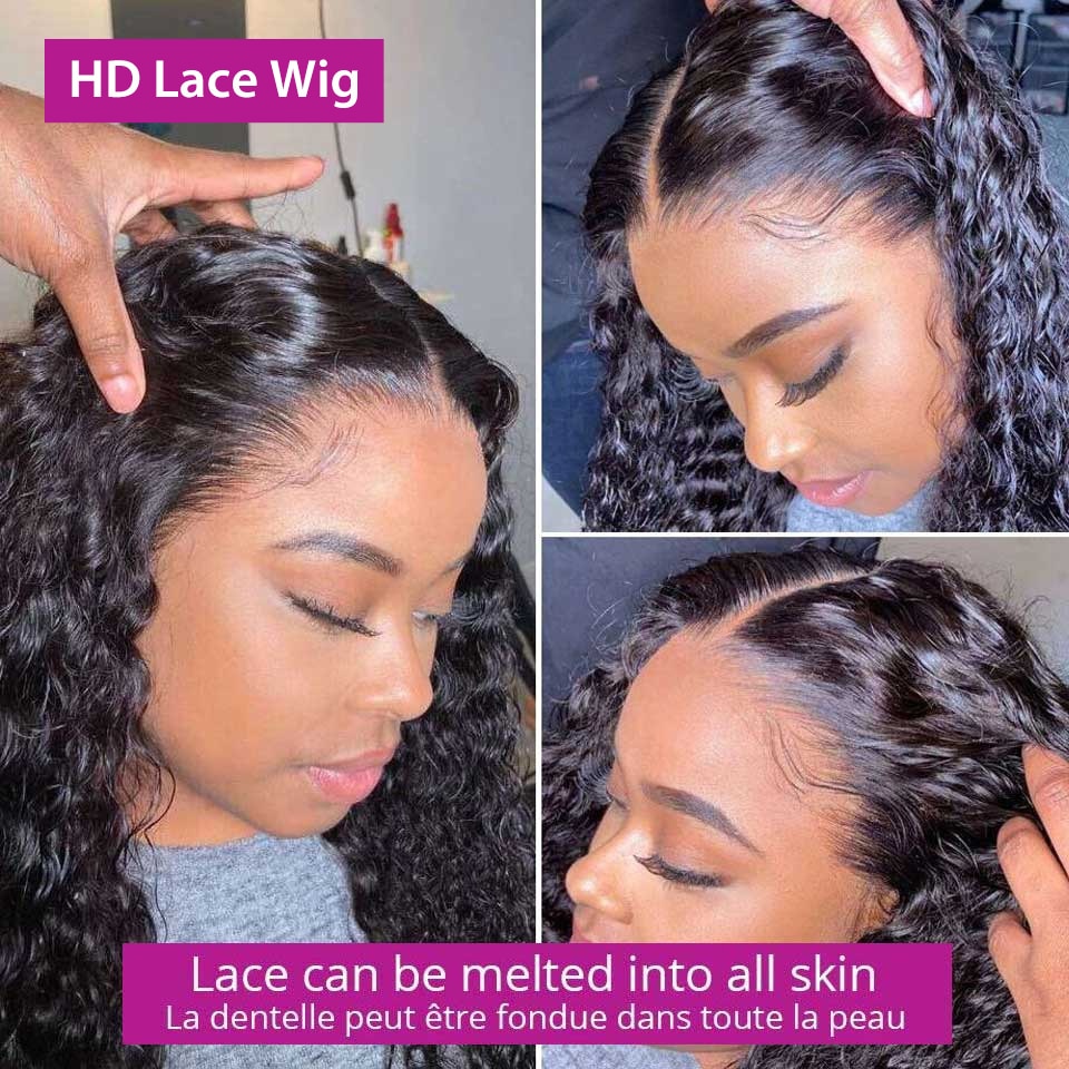 Water Wave Lace Front Wig 13x6 Lace Front Human Hair Wigs For Black Women 12-30 Inch HD & Transparent Wet And Wavy Loose Deep Wave Frontal Wig